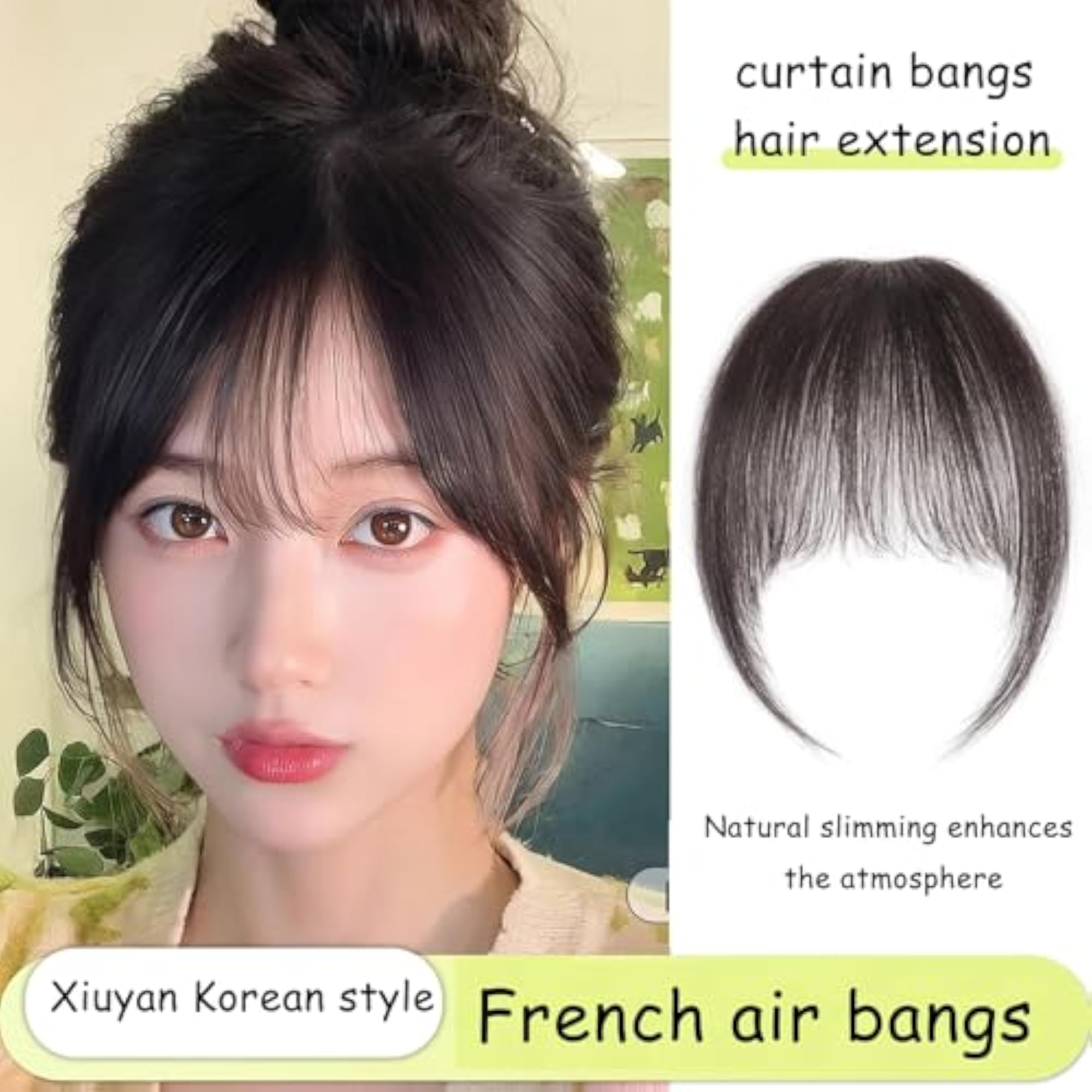 2PCS Curtain Bangs Hair Extensions for Women